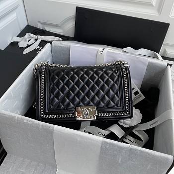 Chanel Calfskin Chain Around Black Boy Bag - A67086 - 15x25x9cm