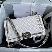 Chanel Calfskin Chain Around White Boy Bag - A67086 - 15x25x9cm - 1