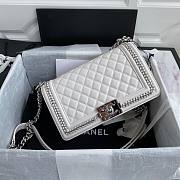 Chanel Calfskin Chain Around White Boy Bag - A67086 - 15x25x9cm - 2