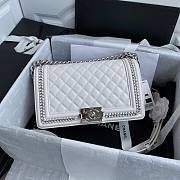 Chanel Calfskin Chain Around White Boy Bag - A67086 - 15x25x9cm - 4