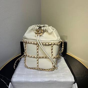 Chanel Lambskin Drawstring White Bag- AS2252 - 15x20x15cm