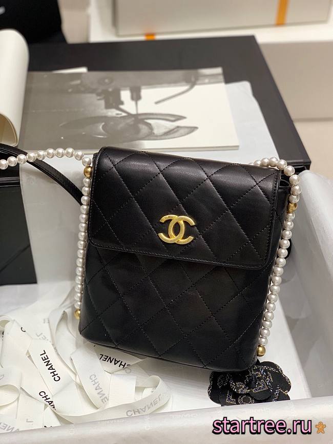 Chanel Small Pearl Chain Hobo Bag Black- AS2503 - 20x19x8cm - 1