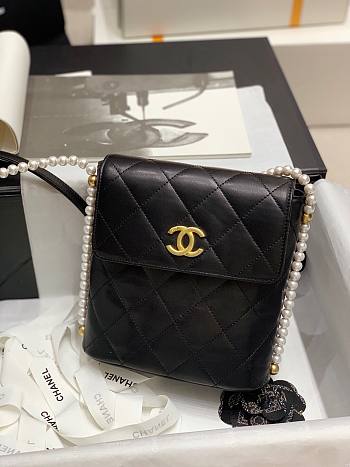 Chanel Small Pearl Chain Hobo Bag Black- AS2503 - 20x19x8cm