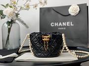 Chanel Mini Pearl Chain Bucket Drawstring Bag Black - AS2529 - 12x12x12cm - 1