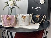 Chanel Mini Pearl Chain Bucket Drawstring Bag Black - AS2529 - 12x12x12cm - 5