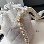 Chanel Mini Pearl Chain Bucket Drawstring Bag White- AS2529 - 12x12x12cm - 3