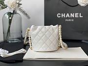 Chanel Mini Pearl Chain Bucket Drawstring Bag White- AS2529 - 12x12x12cm - 4