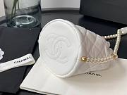 Chanel Mini Pearl Chain Bucket Drawstring Bag White- AS2529 - 12x12x12cm - 6