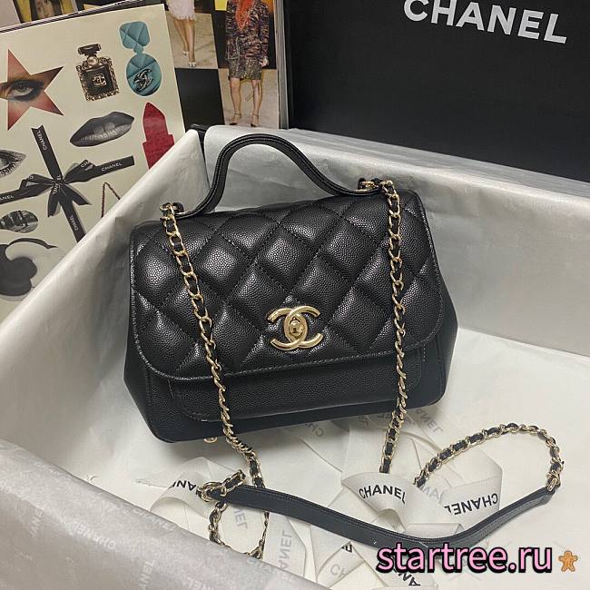 Chanel Mini Flap Bag Black Gold-Tone Metal - A93749 - 19x7x14cm - 1