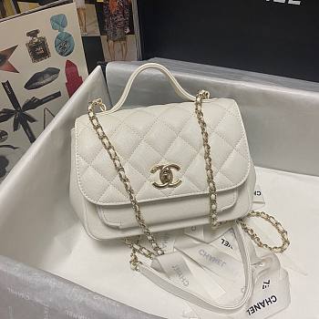 Chanel Mini Flap Bag Gold-Tone White Metal - A93749 - 19x7x14cm