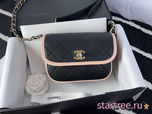 Chanel Mini Round Messenger Bag Black/Pink - AS2465 - 17cm - 1