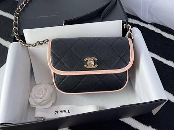 Chanel Mini Round Messenger Bag Black/Pink - AS2465 - 17cm