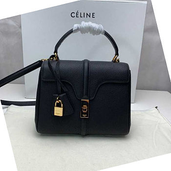 Celine 16 Small BAG IN GRAINED CALFSKIN Black - 23x19x10.5cm