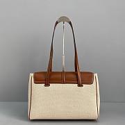 Celine Medium Soft 16 Bag In Textile And Calfskin Tan/White - 33x23x14cm - 2