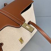 Celine Medium Soft 16 Bag In Textile And Calfskin Tan/White - 33x23x14cm - 4