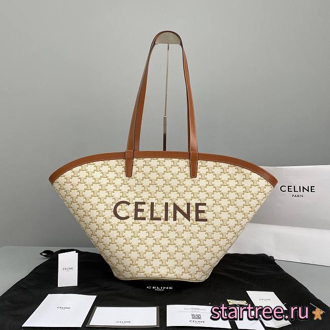 Celine Large Couffin In Triomphe Canvas Print White - 67x30x19cm - 1