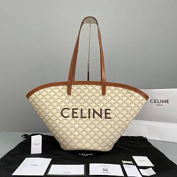 Celine Large Couffin In Triomphe Canvas Print White - 67x30x19cm