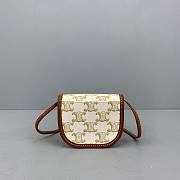 Celine Card And Coin Purse In Triomphe Canvas White/Tan - 10x8.5x3cm - 4