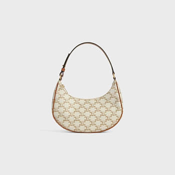 Celine Ava Bag In Triomphe Canvas And Calfskin White - 23×14×7cm