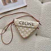 Celine Triangle Bag In Triomphe Canvas With Print White - 21×15×4cm - 1