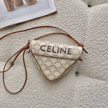 Celine Triangle Bag In Triomphe Canvas With Print White - 21×15×4cm