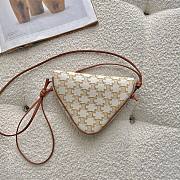 Celine Triangle Bag In Triomphe Canvas With Print White - 21×15×4cm - 5