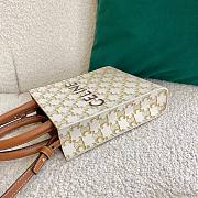 Celine Mini Vertical Cabas In Triomphe Canvas And Calfskin White - 17×21×4cm - 5