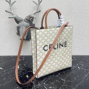 Celine Medium Vertical Cabas In Triomphe Canvas White - 17×21×4cm - 3