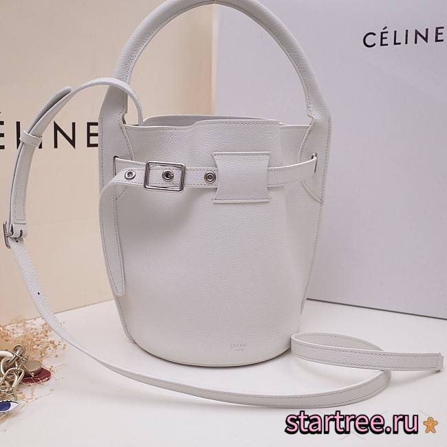 Celine Nano Bucket Bag In Supple Grained Calfskin White- 21x15x15cm  - 1