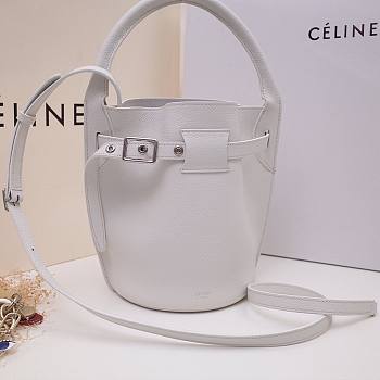 Celine Nano Bucket Bag In Supple Grained Calfskin White- 21x15x15cm 