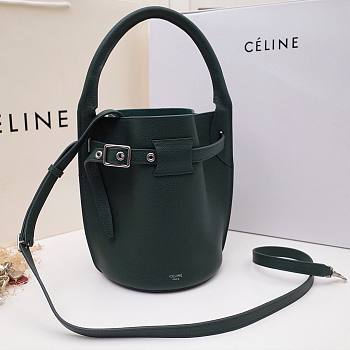 Celine Nano Bucket Bag In Supple Grained Calfskin Green- 21x15x15cm 