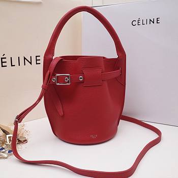 Celine Nano Bucket Bag In Supple Grained Calfskin Red- 21x15x15cm 