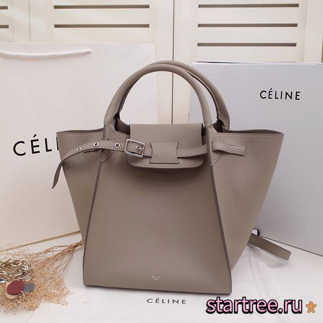 Celine Supple Grained Calfskin Small Big Bag Anthracite Beige - 24x26x22cm - 1