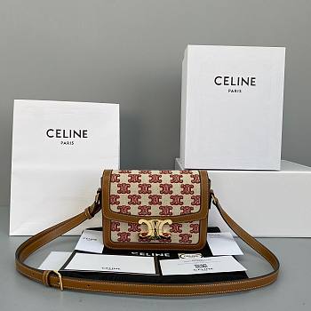 Celine Triomphe Bag In Textile Vintage Pink - 18x14x6cm