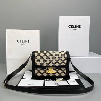 Celine Triomphe Small Bag In Textile Black - 18x14x6cm