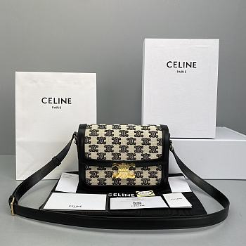 Celine Triomphe Medium Bag In Textile Black - 22x16x7cm