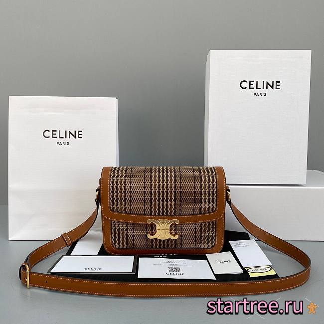 Medium Triomphe Bag In Triomphe Textile And Calfskin - 22x16x7cm - 1