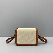 Celine Small Triomphe Bag In Textile And Natural Calfskin Tan/White - 18x14x6cm - 4