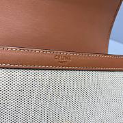 Celine Small Triomphe Bag In Textile And Natural Calfskin Tan/White - 18x14x6cm - 6