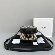 Celine Medium Tambour Bag In Textile Black - 17x12x17cm - 1