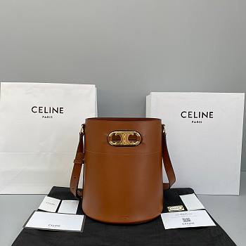 Celine Bucket Maillon Triomphe In Natural Calfskin Caramel - 25x29x22cm