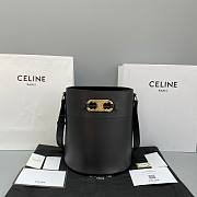 Celine Bucket Maillon Triomphe In Natural Calfskin Black - 25x29x22cm - 1