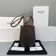 Celine Marlou Bag In Triomphe Canvas And Calfskin Tan - 16x22x16cm - 1