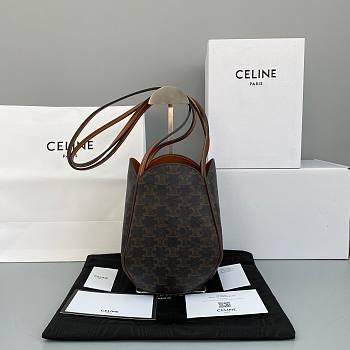 Celine Marlou Bag In Triomphe Canvas And Calfskin Tan - 16x22x16cm