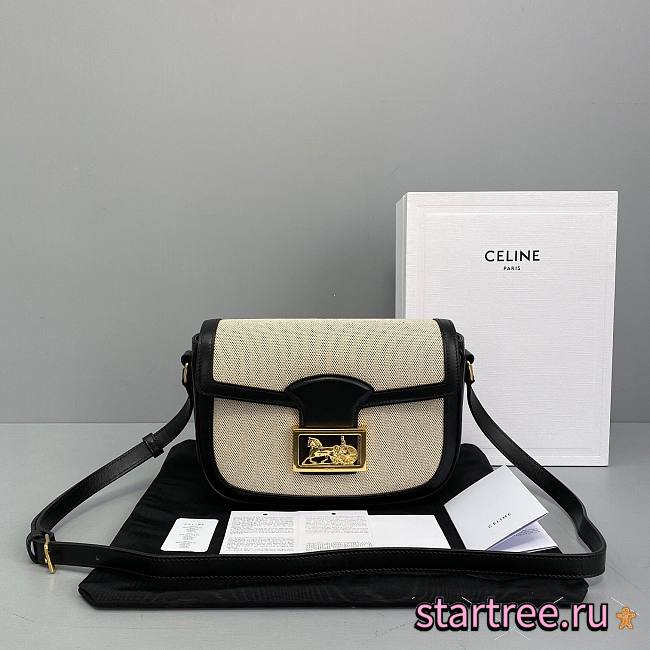 Celine Medium Sulky Bag In Textile And Calfskin Natural / Black - 23x16.5x6cm - 1