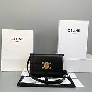 Celine Strap Bag Triomphe In Shiny Calfskin Black - 21x15x4.5cm - 1