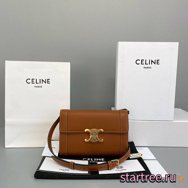 Celine Strap Bag Triomphe In Natural Calfskin Tan - 21x15x4.5cm - 1