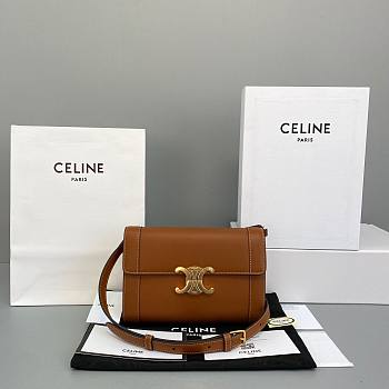 Celine Strap Bag Triomphe In Natural Calfskin Tan - 21x15x4.5cm