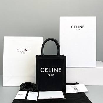 Celine Mini Vertical Cabas Celine Print Black - 20x17x6cm