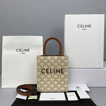 Celine Mini Vertical Cabas Print White - 20x17x6cm